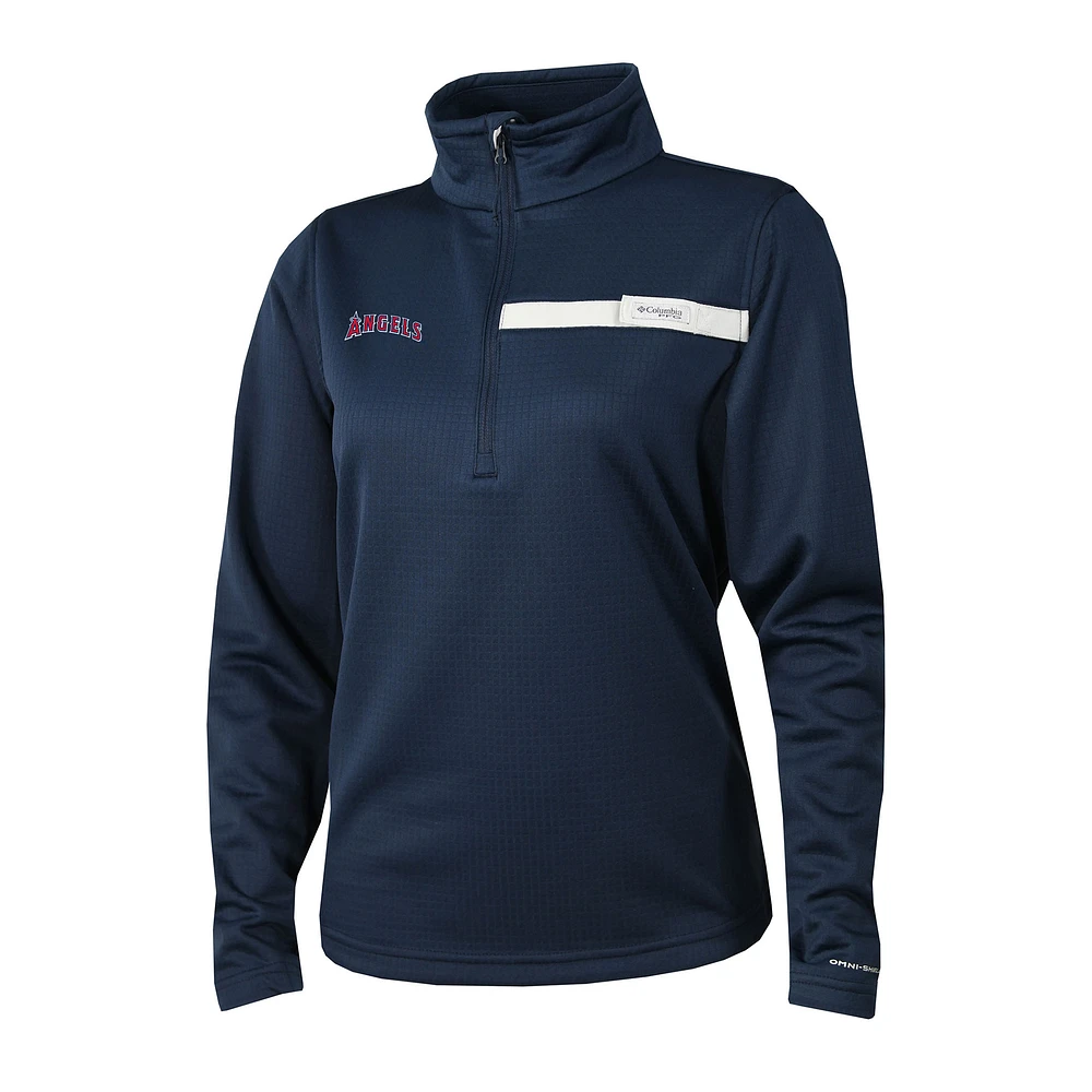 Women's Columbia Navy Los Angeles Angels Skiff Guide Fleece Half-Zip Pullover Jacket