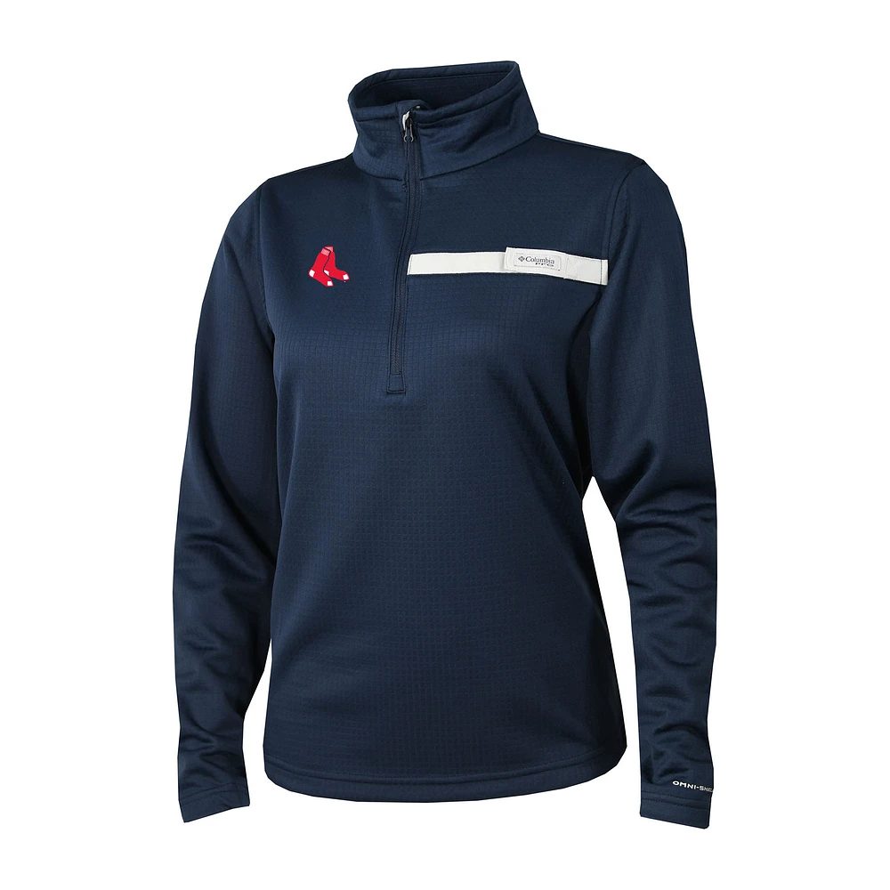 Women's Columbia Navy Boston Red Sox Skiff Guide Fleece Half-Zip Pullover Jacket