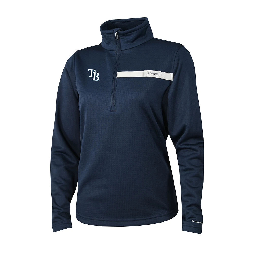 Women's Columbia Navy Tampa Bay Rays Skiff Guide Fleece Half-Zip Pullover Jacket