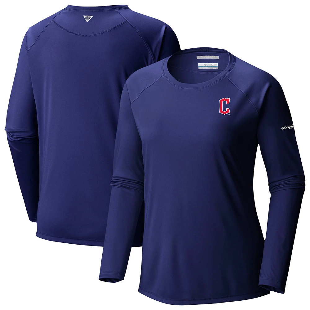 Women's Columbia Navy Cleveland Guardians Tidal Tee II Long Sleeve T-Shirt