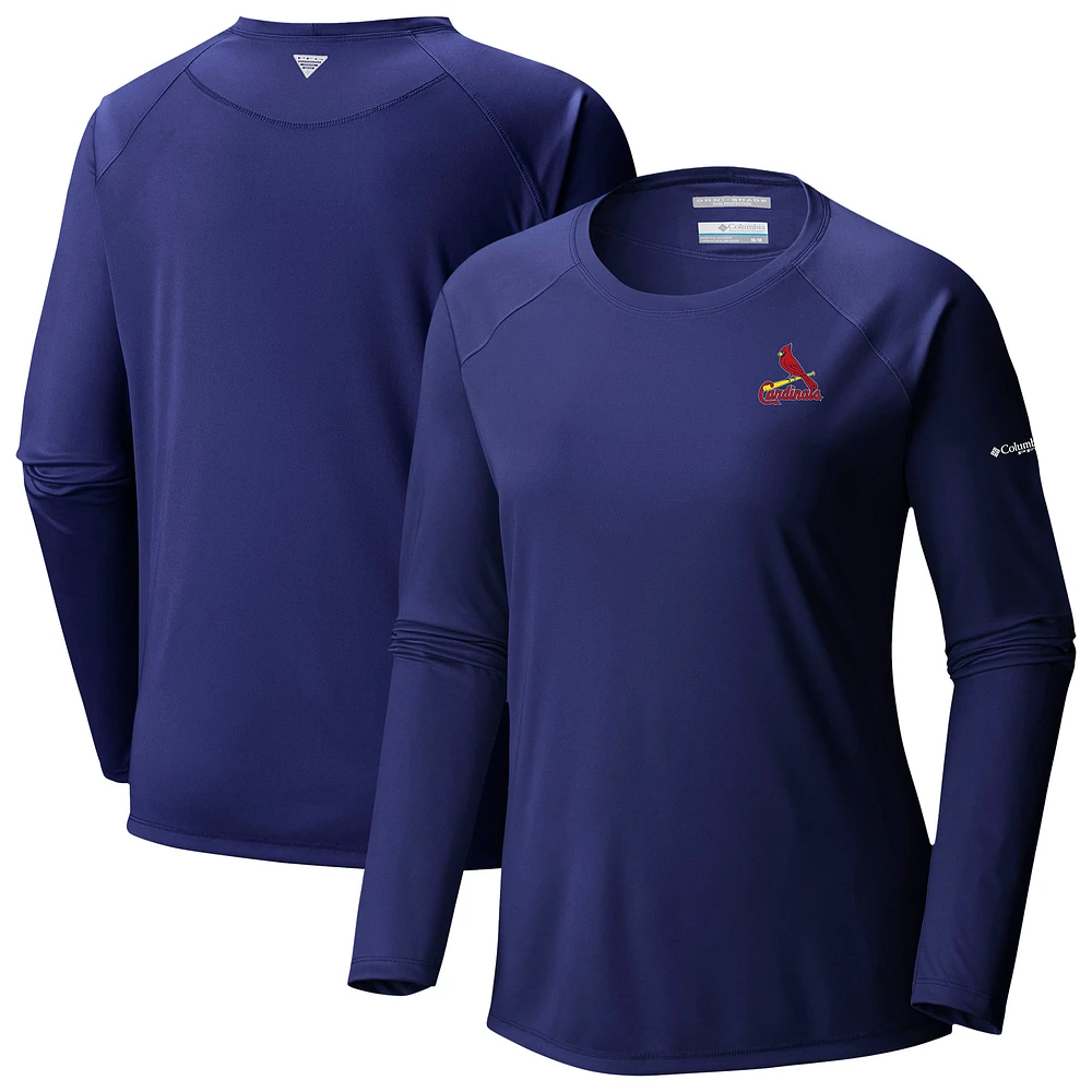 Women's Columbia Navy St. Louis Cardinals Tidal Tee II Long Sleeve T-Shirt