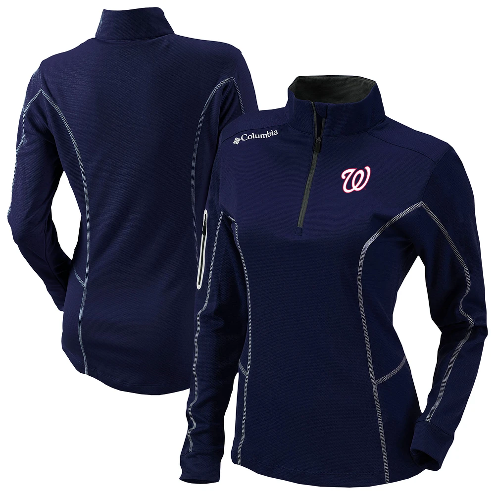 Women's Columbia Navy Washington Nationals Shotgun Quarter-Zip Top