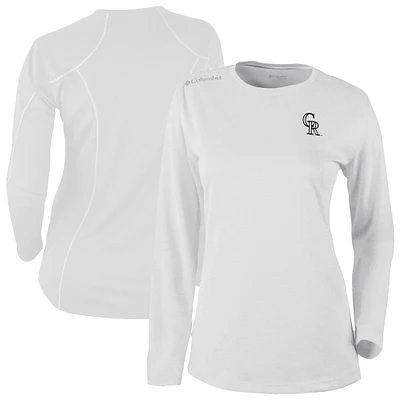 Women's Columbia White Colorado Rockies Shotgun Long Sleeve T-Shirt