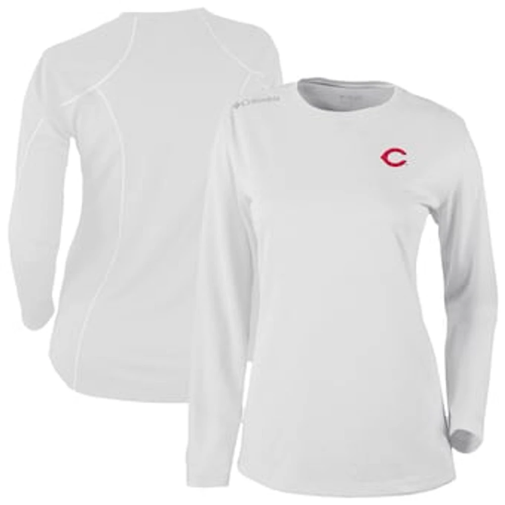 Women's Columbia White Cincinnati Reds Shotgun Long Sleeve T-Shirt