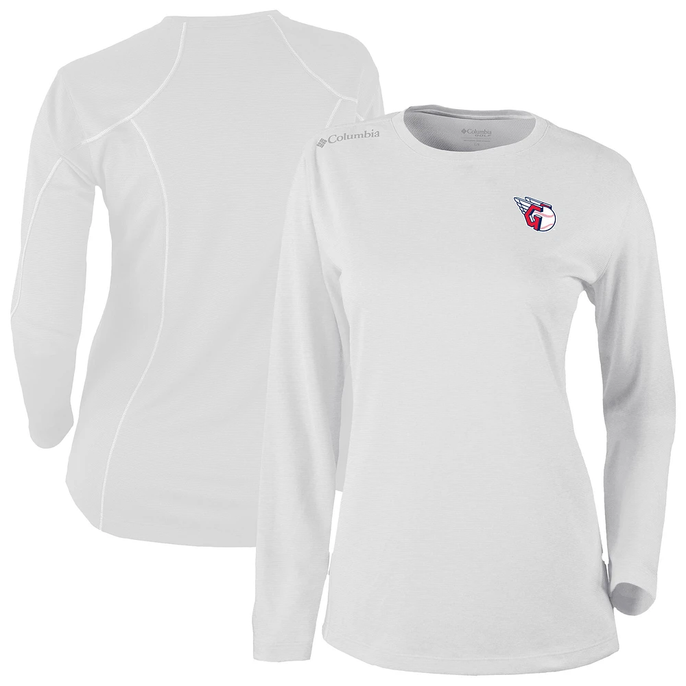 Women's Columbia White Cleveland Guardians Shotgun Long Sleeve T-Shirt