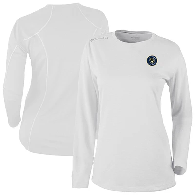 Women's Columbia White Milwaukee Brewers Shotgun Long Sleeve T-Shirt