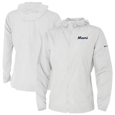 Women's Columbia White Miami Marlins The Prodigy Full-Zip Windbreaker