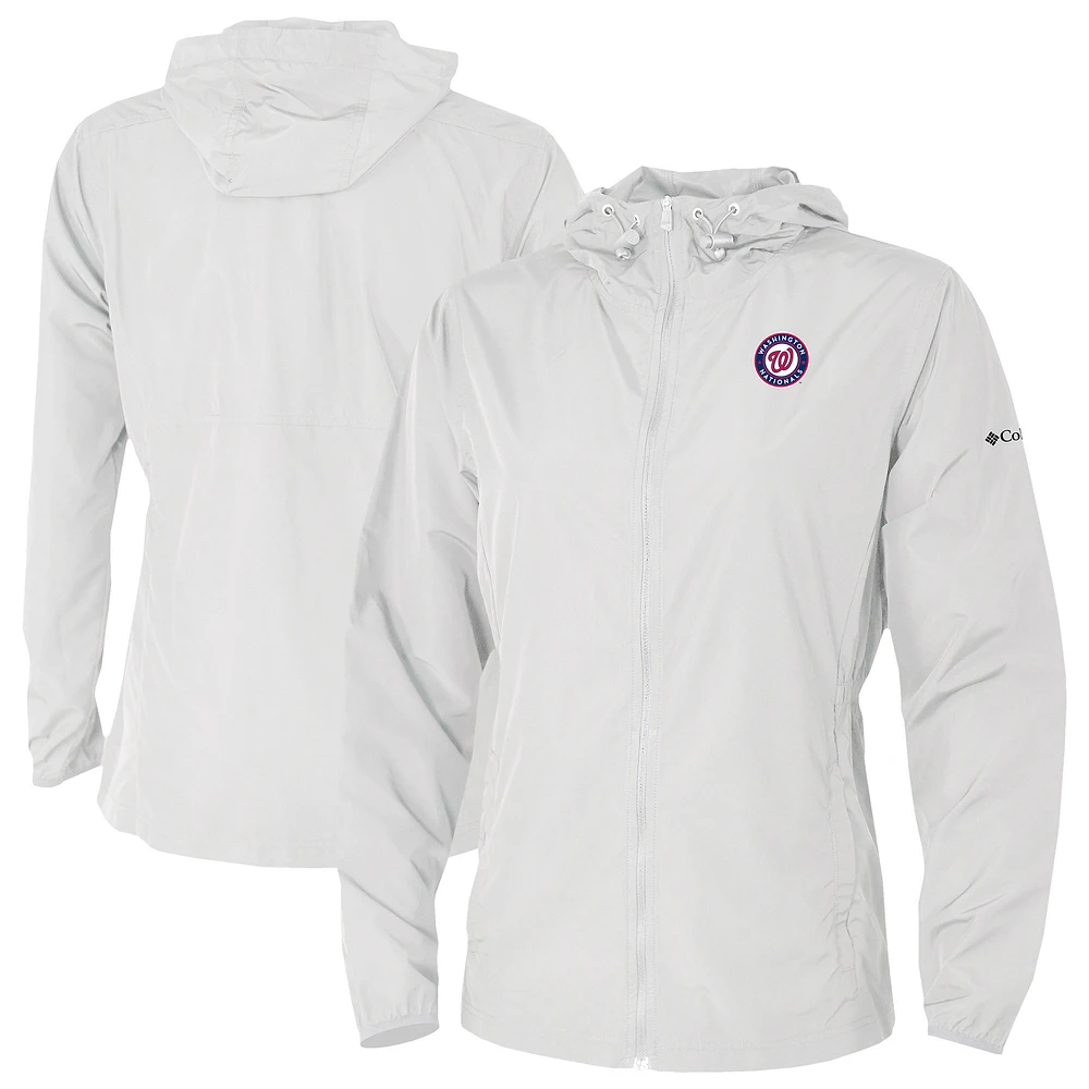 Women's Columbia White Washington Nationals The Prodigy Full-Zip Windbreaker