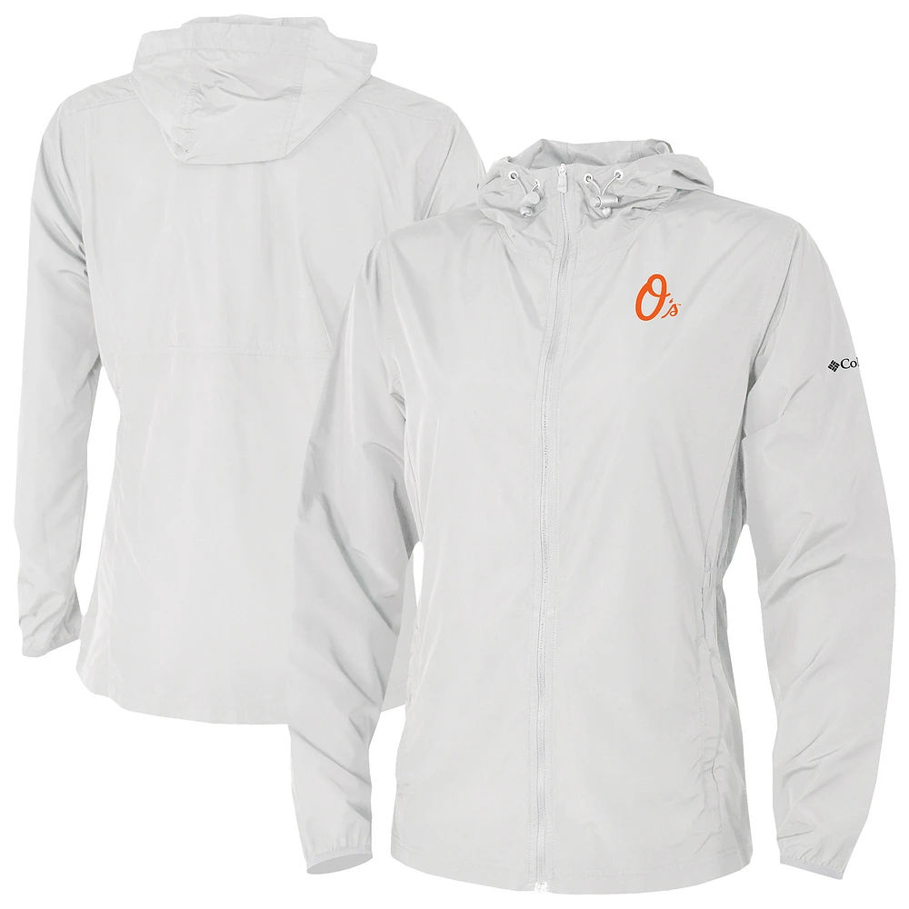 Women's Columbia White Baltimore Orioles The Prodigy Full-Zip Windbreaker