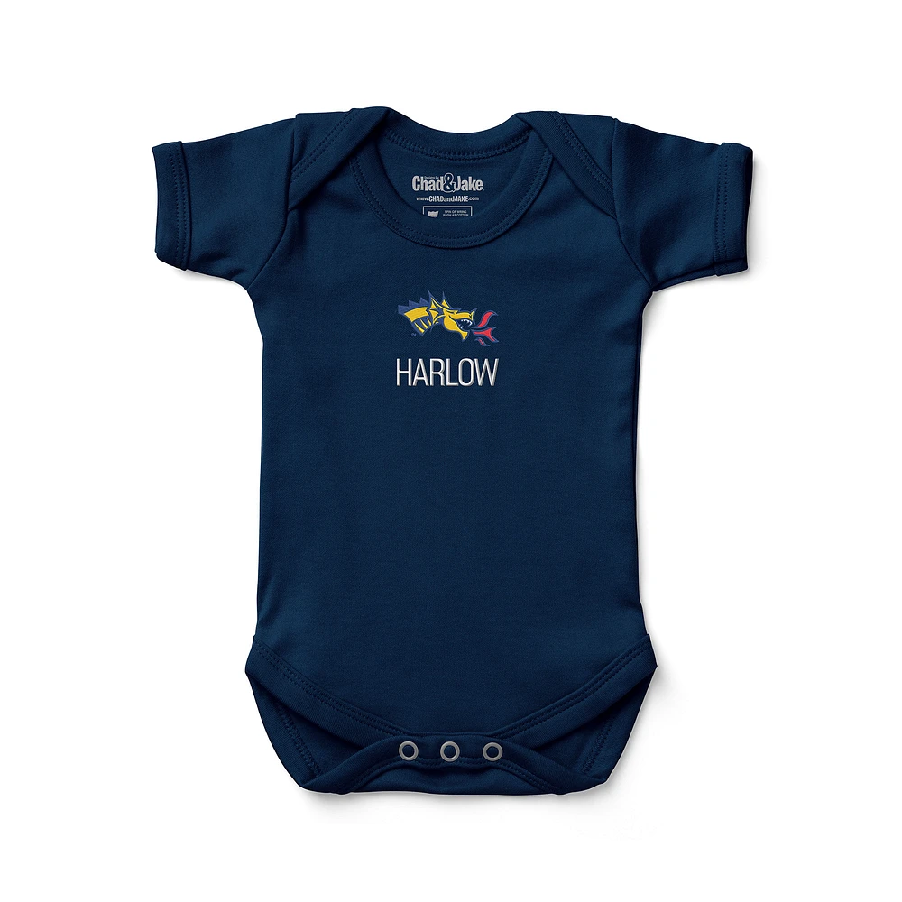 Infant Chad & Jake Navy Drexel Dragons Logo Personalized Bodysuit
