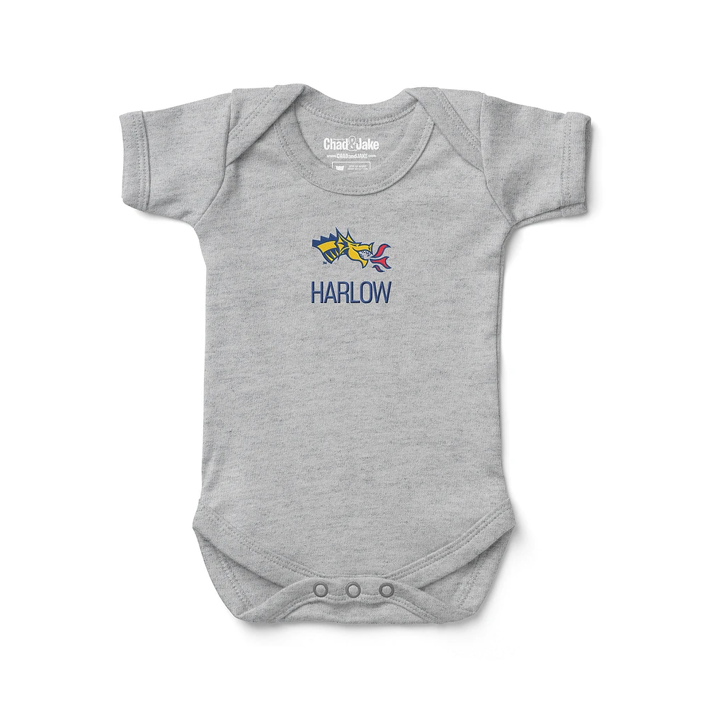 Infant Chad & Jake Heather Gray Drexel Dragons Logo Personalized Bodysuit