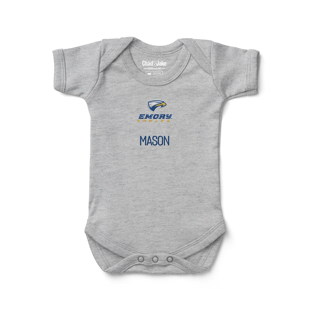 Infant Chad & Jake Heather Gray Emory Eagles Logo Personalized Bodysuit