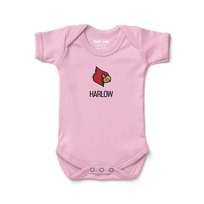 Infant Chad & Jake Pink Louisville Cardinals Logo Personalized Bodysuit