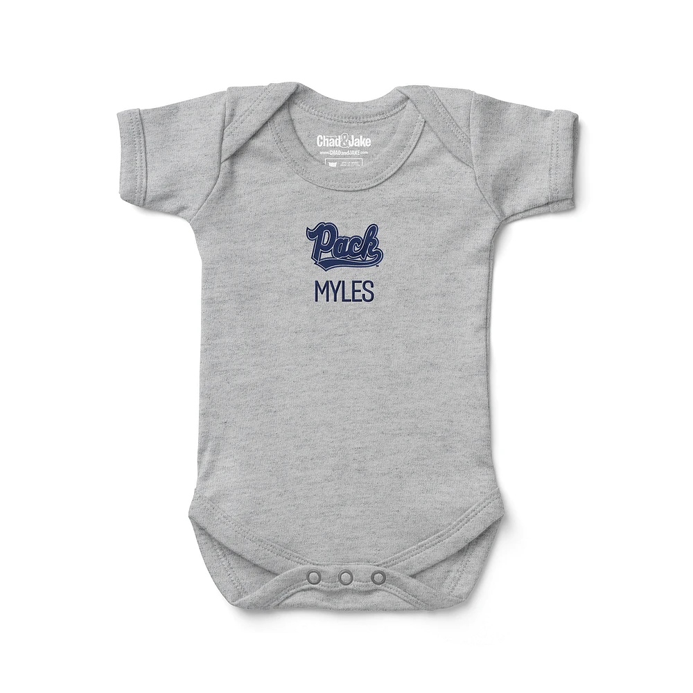 Infant Chad & Jake Heather Gray Nevada Wolf Pack Logo Personalized Bodysuit