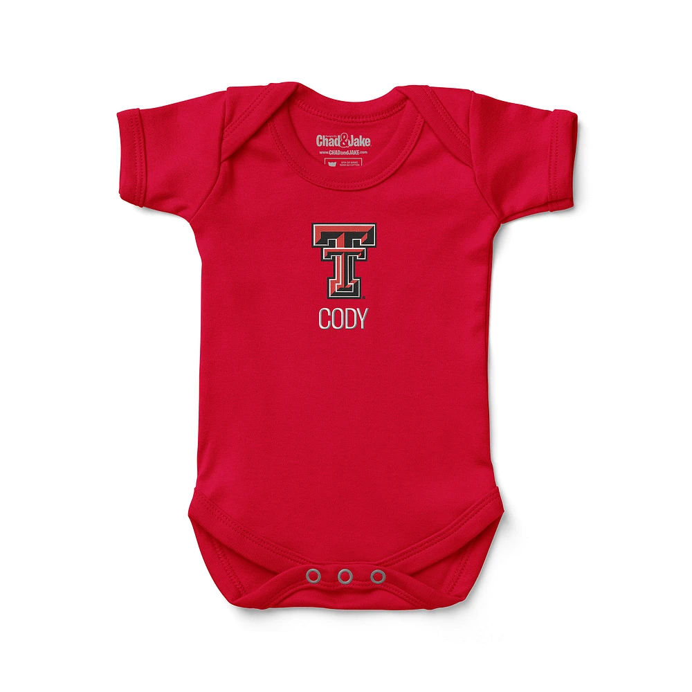 Infant Chad & Jake Red Texas Tech Raiders Logo Personalized Bodysuit