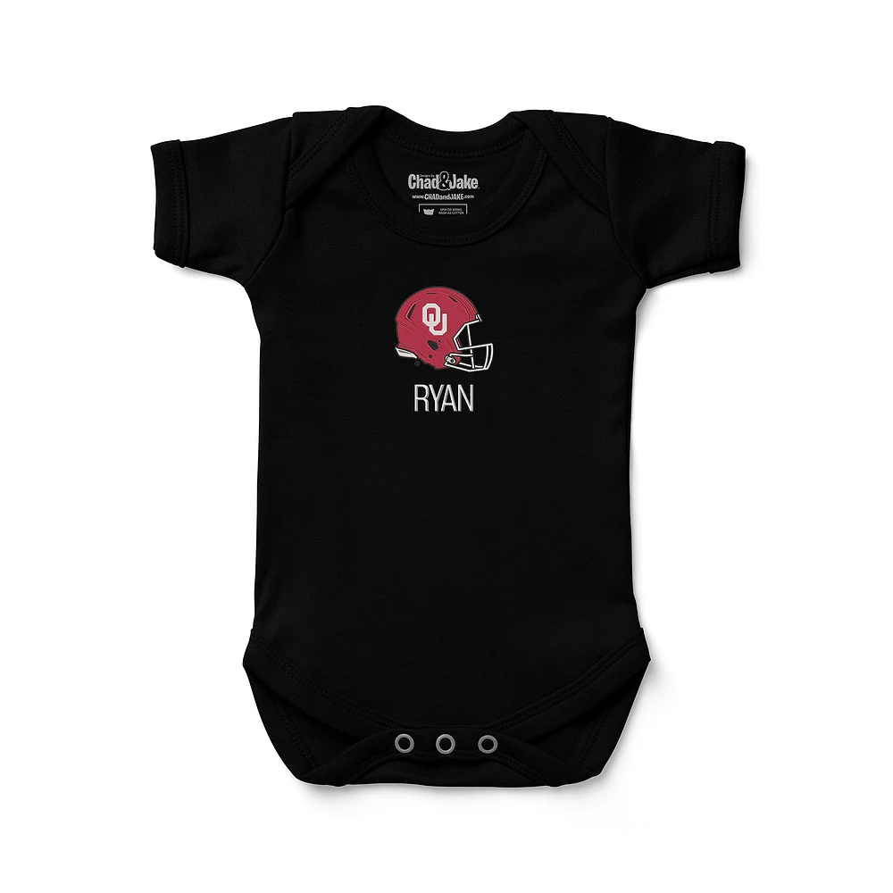 Infant Chad & Jake Black Oklahoma Sooners Logo Personalized Bodysuit