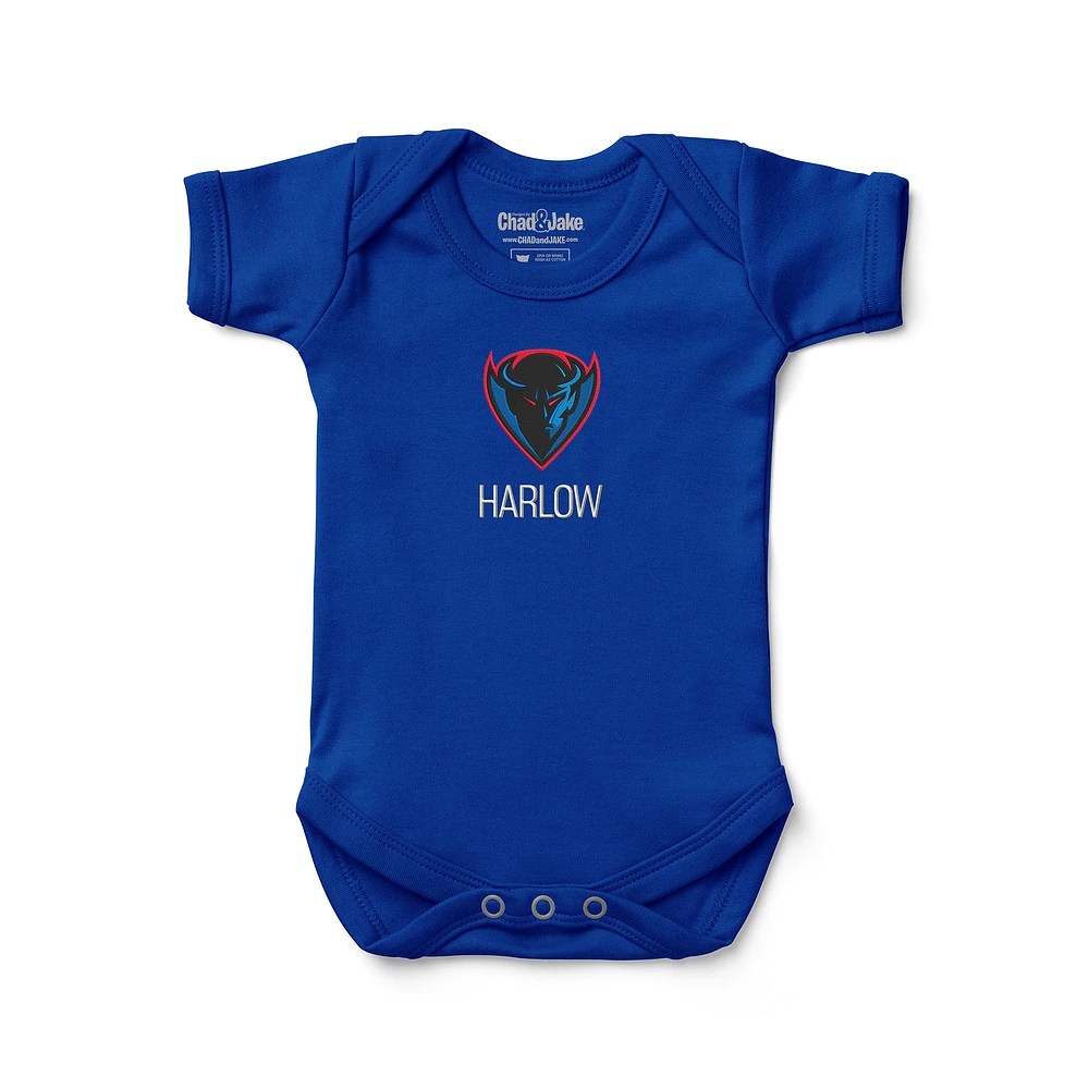 Infant Chad & Jake Royal DePaul Blue Demons Logo Personalized Bodysuit