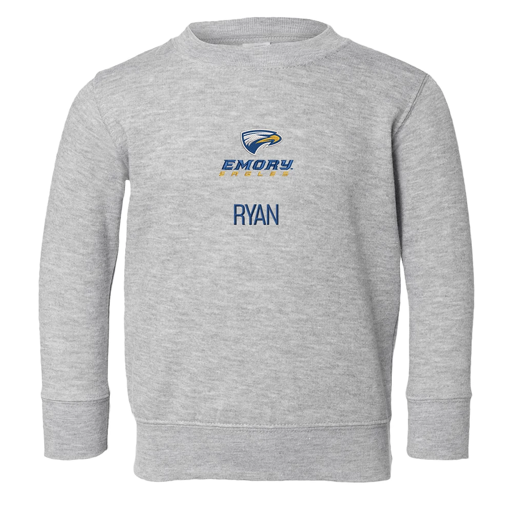 Toddler Chad & Jake Heather Gray Emory Eagles Logo Personalized Pullover Sweatshirt