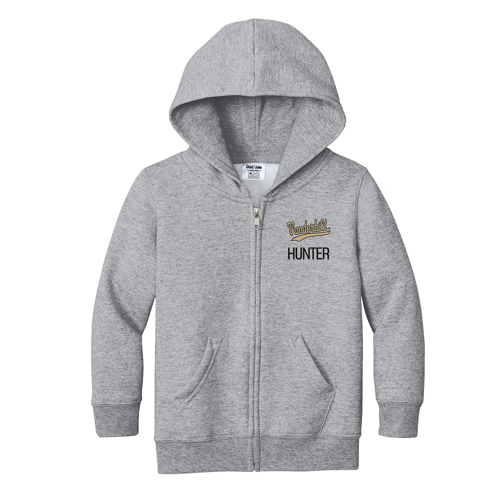 Toddler Chad & Jake Heather Gray Vanderbilt Commodores Personalized Full-Zip Hoodie