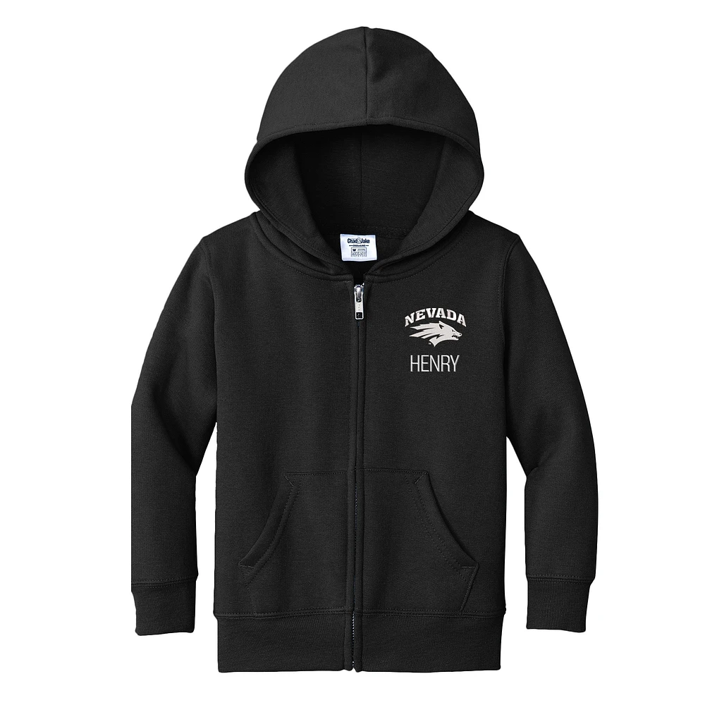 Toddler Chad & Jake Black Nevada Wolf Pack Personalized Full-Zip Hoodie