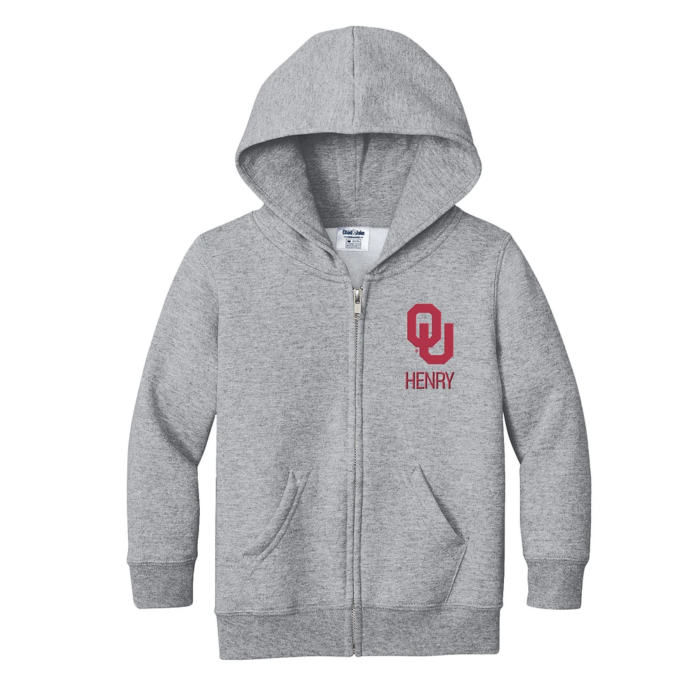 Toddler Chad & Jake Heather Gray Oklahoma Sooners Personalized Full-Zip Hoodie