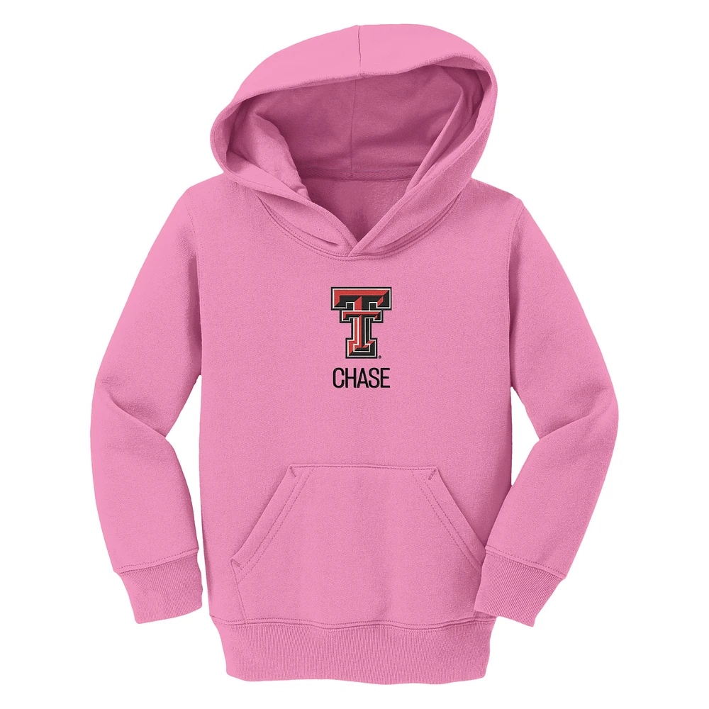 Toddler Chad & Jake Pink Texas Tech Red Raiders Personalized Pullover Hoodie