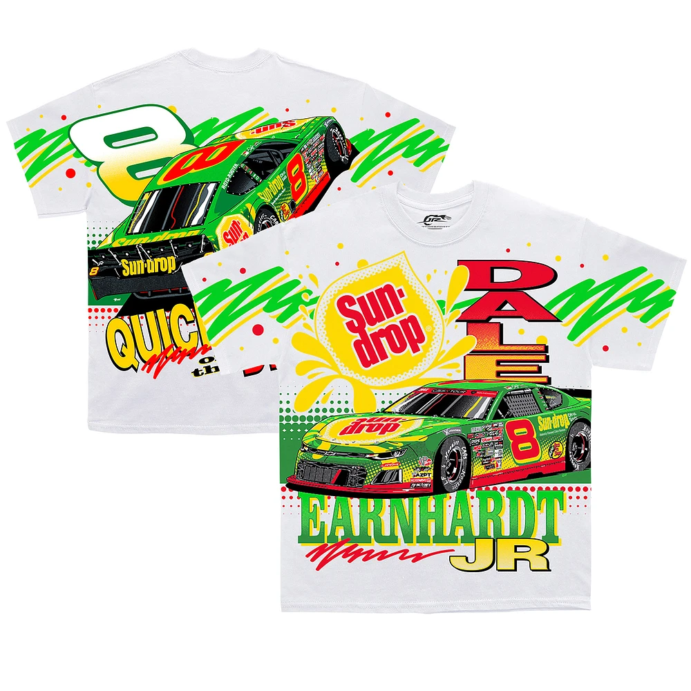 Men's JR Motorsports Official Team Apparel White Dale Earnhardt Jr. Sun Drop Total Print T-Shirt