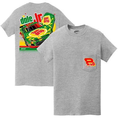 Men's JR Motorsports Official Team Apparel Heather Gray Dale Earnhardt Jr. Sun Drop #8 Camaro Pocket T-Shirt