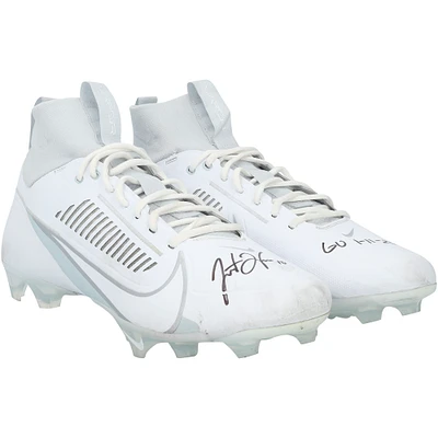 Justin Herbert Los Angeles Chargers Autographed Game-Used White Nike Cleats vs. Houston Texans on January 11, 2025 with "GU 1-11-25" Inscription - Wild Card Playoff