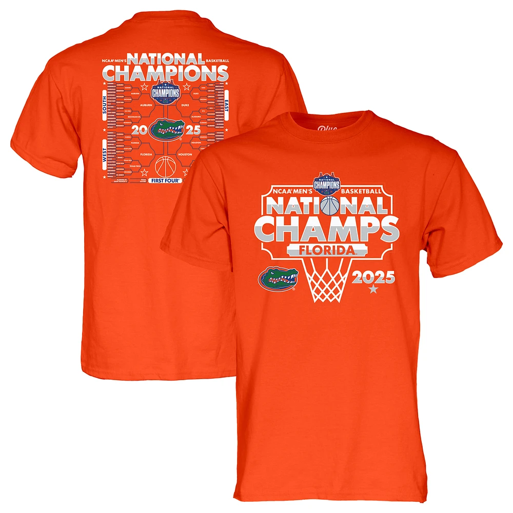 Men's Blue 84 Orange Florida Gators 2025 NCAA Men's Basketball National Champions Bracket T-Shirt