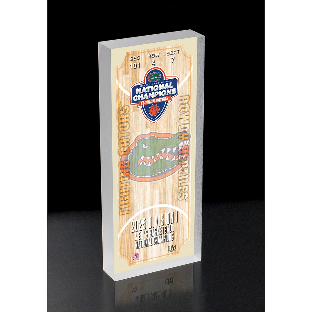 Highland Mint Florida Gators 2025 NCAA Men's Basketball National Champions 3D Ticket Acrylic Block Art