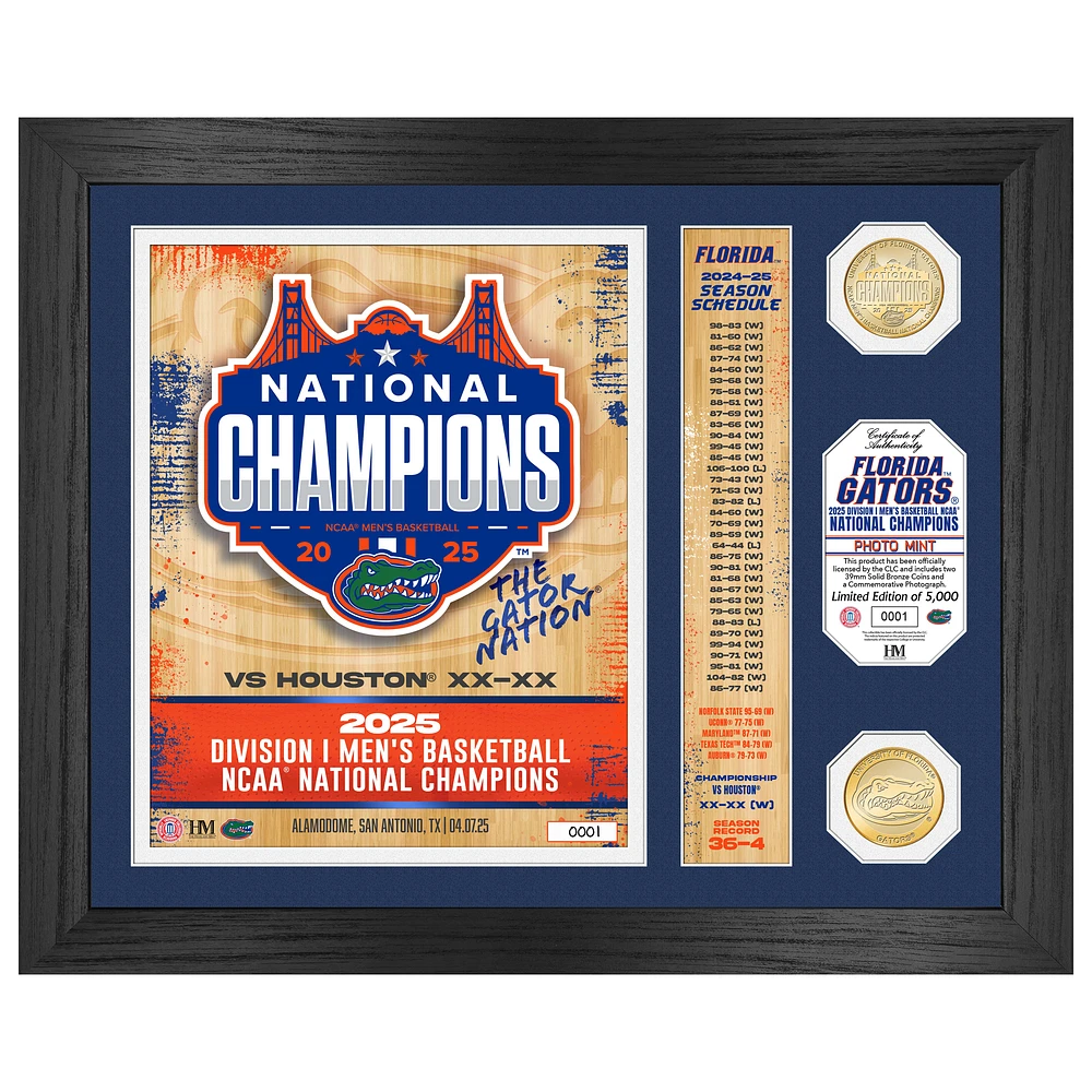 Highland Mint Florida Gators 2025 NCAA Men's Basketball National Champions 13" x 16" Banner Bronze Coin Photo Mint