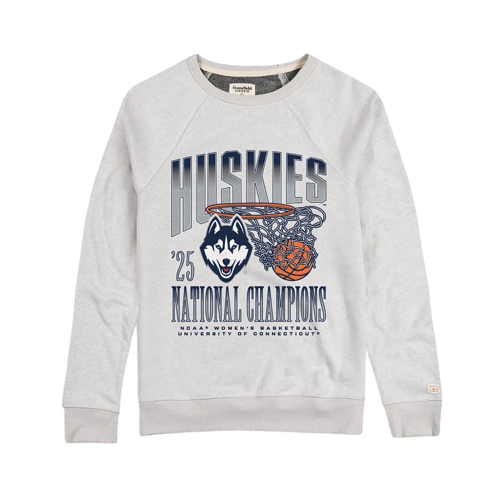 Men's Homefield Gray UConn Huskies 2025 NCAA Women's Basketball National Champions Tri-Blend Pullover Sweatshirt