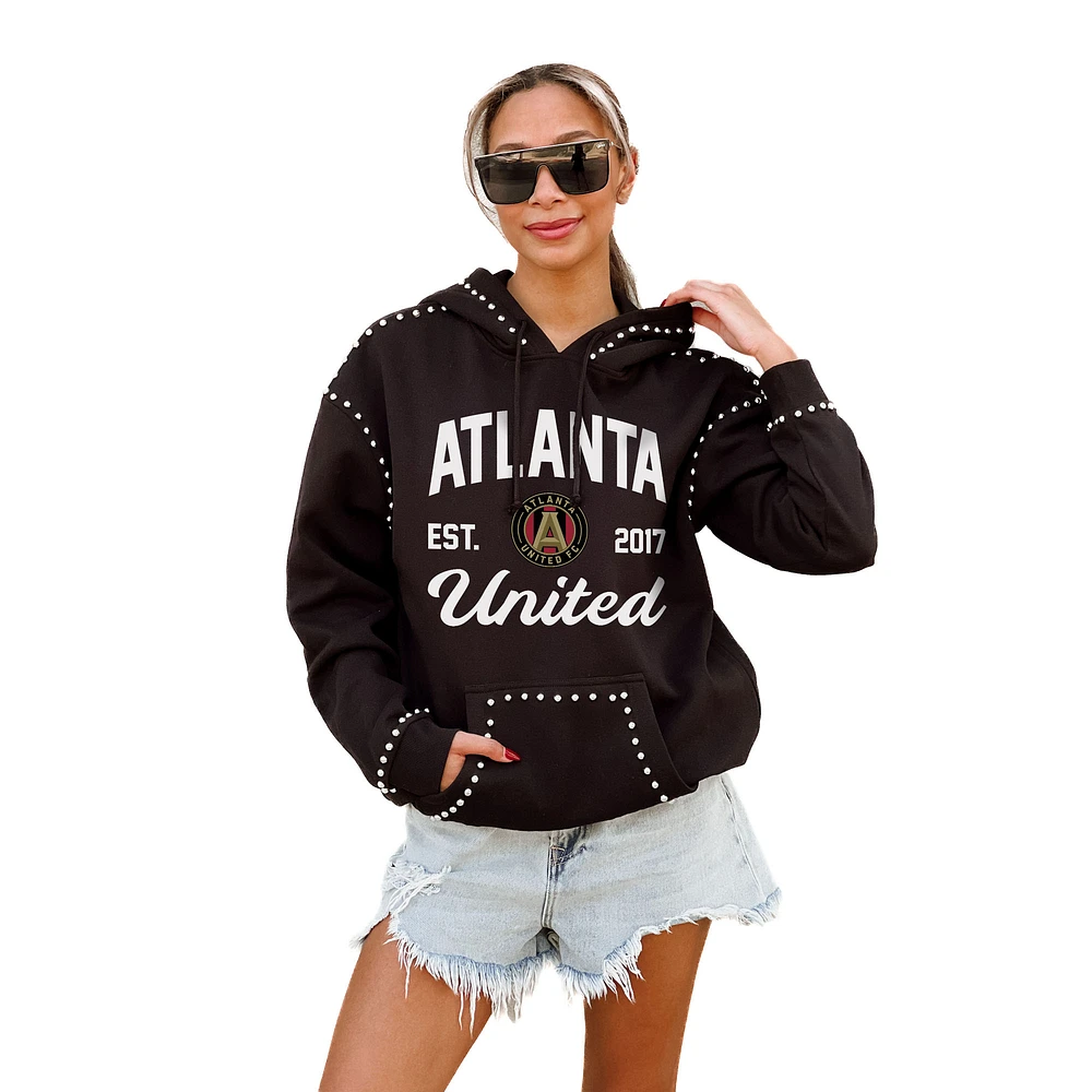 Women's Gameday Couture Black Atlanta United FC Catch the Vibe Studded Pullover Hoodie