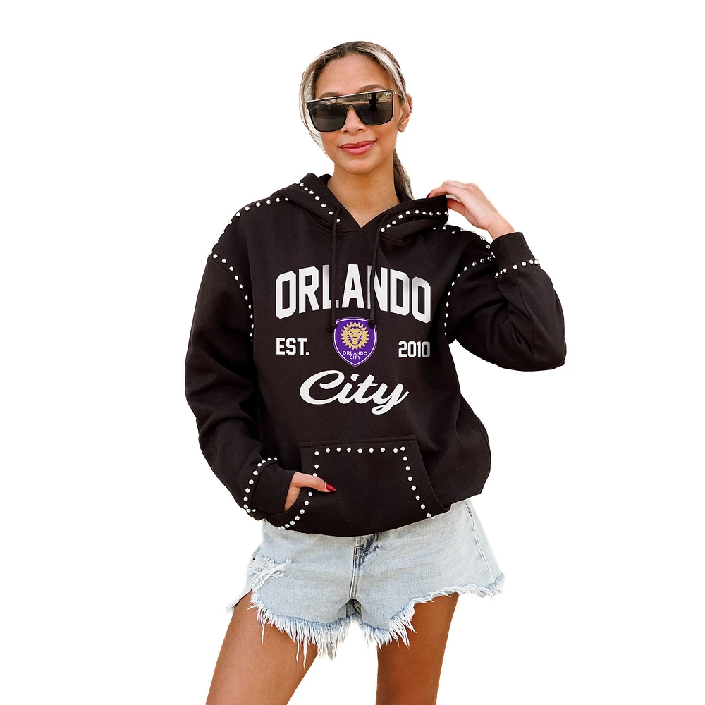Women's Gameday Couture Black Orlando City SC Catch the Vibe Studded Pullover Hoodie