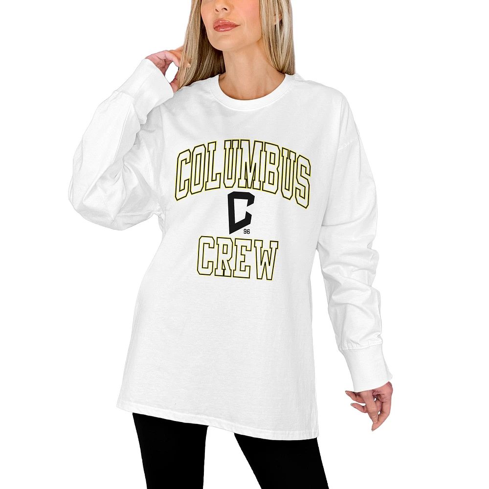 Women's Gameday Couture White Columbus Crew Oversized Long Sleeve T-Shirt