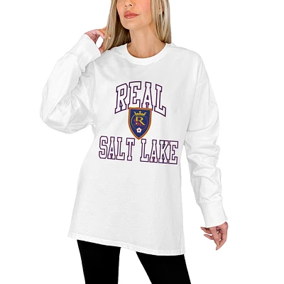 Women's Gameday Couture White Real Salt Lake Oversized Long Sleeve T-Shirt