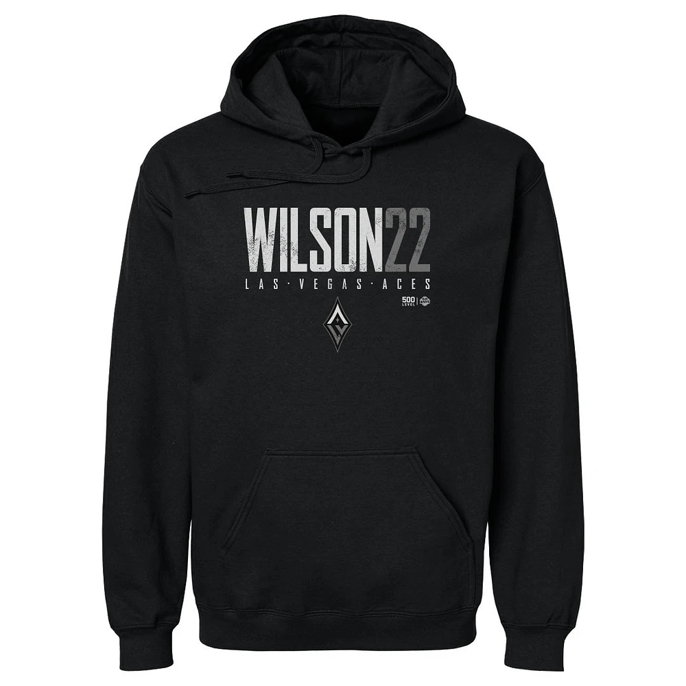 Men's 500 Level A'ja Wilson Black Las Vegas Aces Elite Pullover Hoodie
