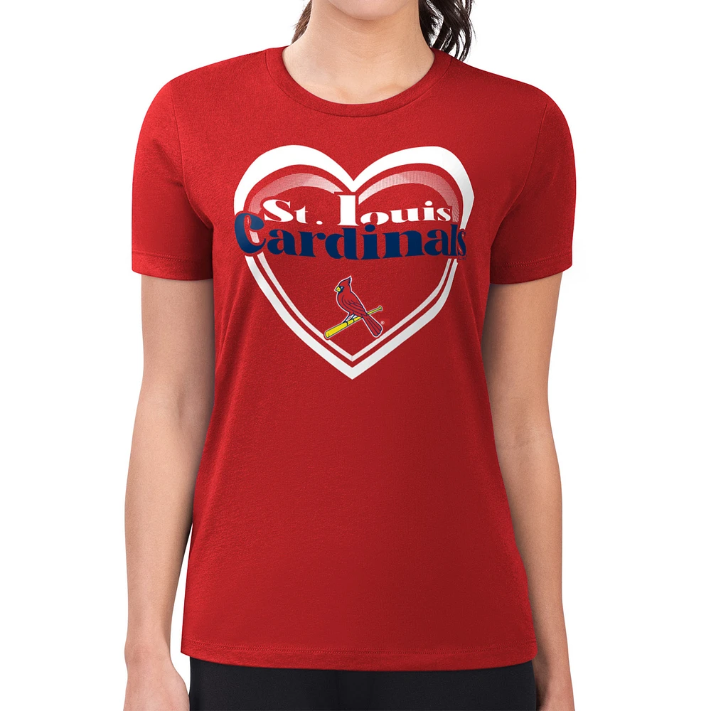 Women's G-III 4Her by Carl Banks Red St. Louis Cardinals Super-Slim Fit Lightweight Double Heart T-Shirt