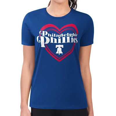 Women's G-III 4Her by Carl Banks Royal Philadelphia Phillies Super-Slim Fit Lightweight Double Heart T-Shirt