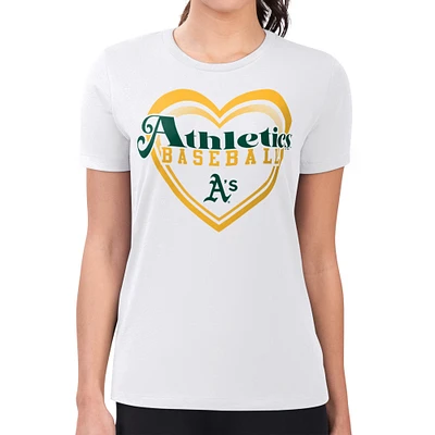 Women's G-III 4Her by Carl Banks White Athletics Super-Slim Fit Lightweight Double Heart T-Shirt