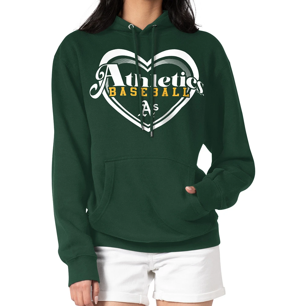 Women's G-III 4Her by Carl Banks Green Athletics Double Heart Fleece Pullover Hoodie