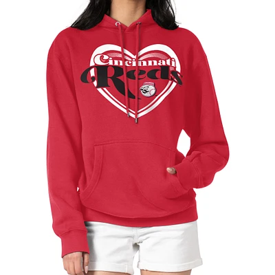 Women's G-III 4Her by Carl Banks Red Cincinnati Reds Double Heart Fleece Pullover Hoodie