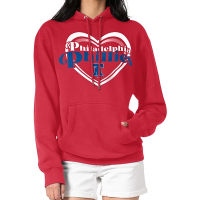 Women's G-III 4Her by Carl Banks Red Philadelphia Phillies Double Heart Fleece Pullover Hoodie