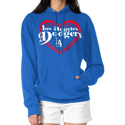 Women's G-III 4Her by Carl Banks Royal Los Angeles Dodgers Double Heart Fleece Pullover Hoodie