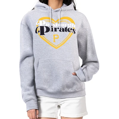Women's G-III 4Her by Carl Banks Gray Pittsburgh Pirates Double Heart Fleece Pullover Hoodie