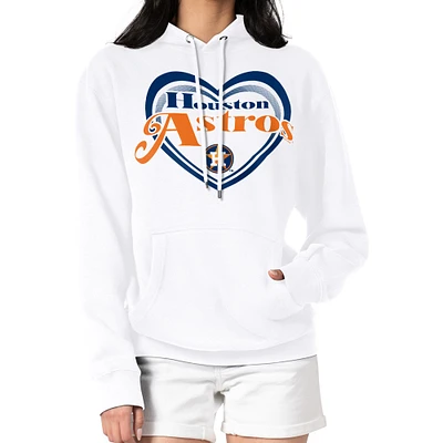 Women's G-III 4Her by Carl Banks White Houston Astros Double Heart Fleece Pullover Hoodie