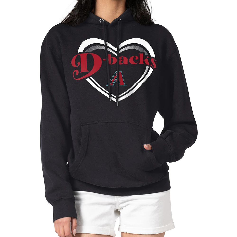 Women's G-III 4Her by Carl Banks Black Arizona Diamondbacks Double Heart Fleece Pullover Hoodie