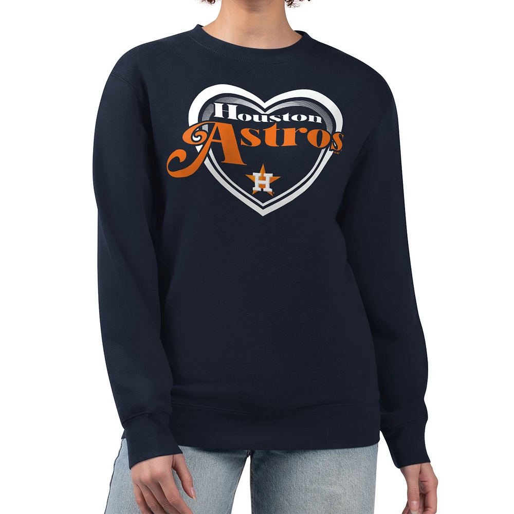 Women's G-III 4Her by Carl Banks Navy Houston Astros Double Heart Fleece Pullover Sweatshirt