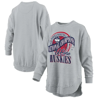 Women's Pressbox Gray UConn Huskies 2025 WBB National Champions Melange Poncho Pullover Sweatshirt